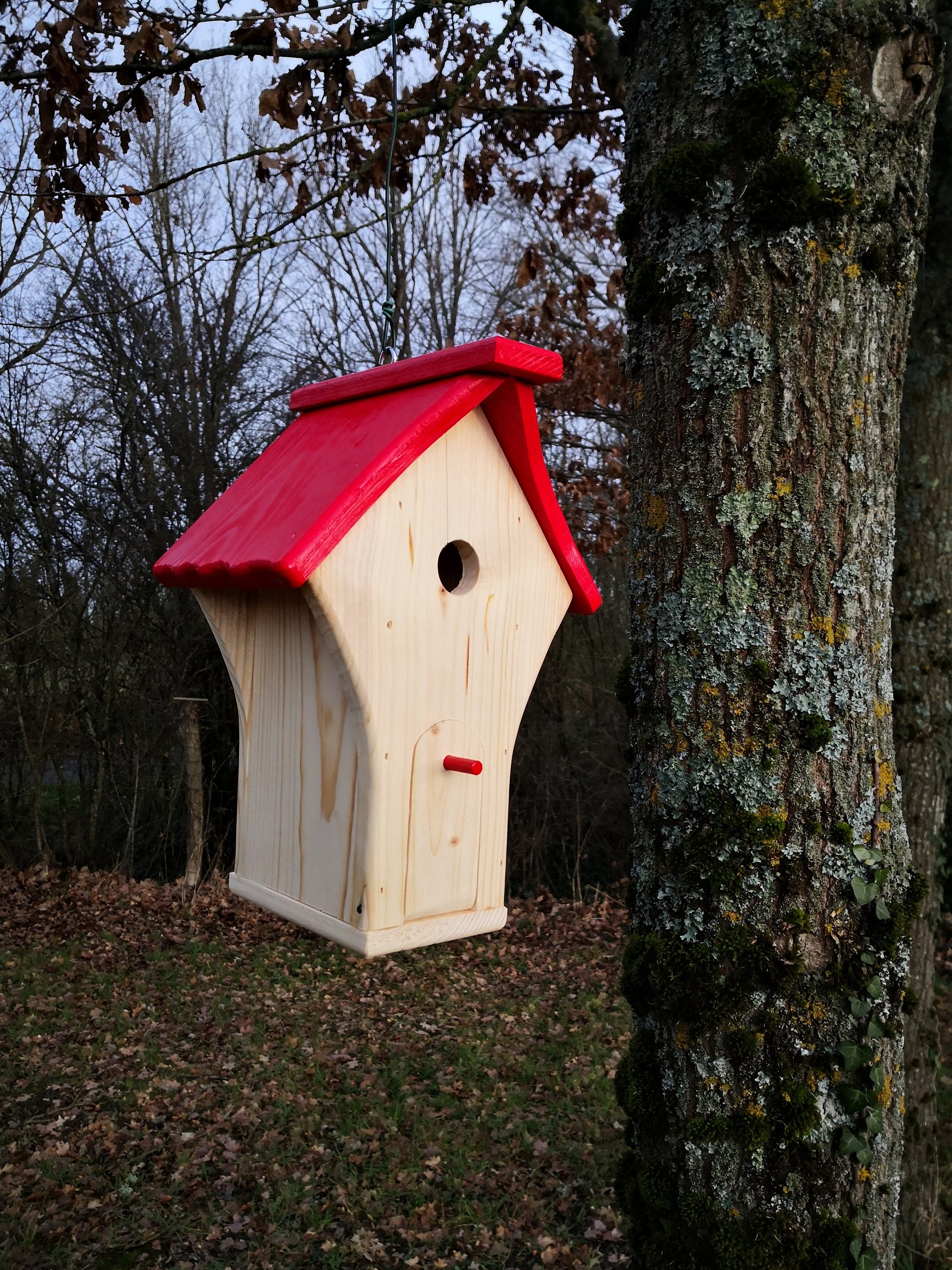 Cabane Oiseaux Nichoir Sapin Rouge Madrid