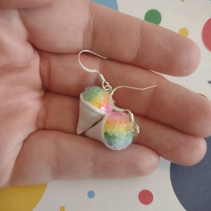 Rainbow snow cone earrings, handmade, food jewelry, ice cream, fun earrings, carnival foods, summer jewelry