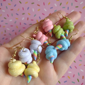 Twisted Cotton Candy Earrings, Summer Fair Earrings, Carnival Food Jewelry, Gift for Her, Earrings for the Beach,  Miniature Food Jewelry