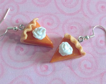 Pumpkin Pie Earrings: Miniature Food Jewelry, Thanksgiving Holiday