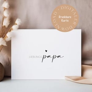 Druckbare Karte ""Lieblingspapa"" | Vatertag | Papa | Danke sagen | Geschenk Vatertag | Vater Glückwunschtag | Papagei | minimalistisch