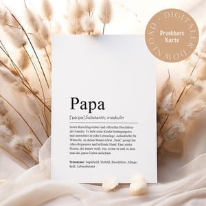 Druckbare Karte "Definition: Papa" | Vatertag | Papa | Duden | Geschenk Vatertag | Papa Beschreibung Vatertag | minimalistisch | Vater