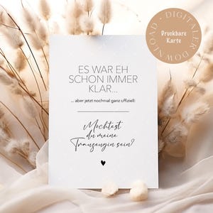Druckbare Karte Möchtest du meine Trauzeugin sein | Trauzeugin Frage | Digitale Karte zum Download | Geschenk Trauzeugin | Traumzeugenkarte