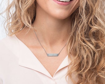 Isaac's Girl Engraved Silver Bar Chain Necklace