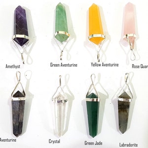 Chakra Healing Crystal Point Hängsmycke: Labradorit, Ametist, Jade