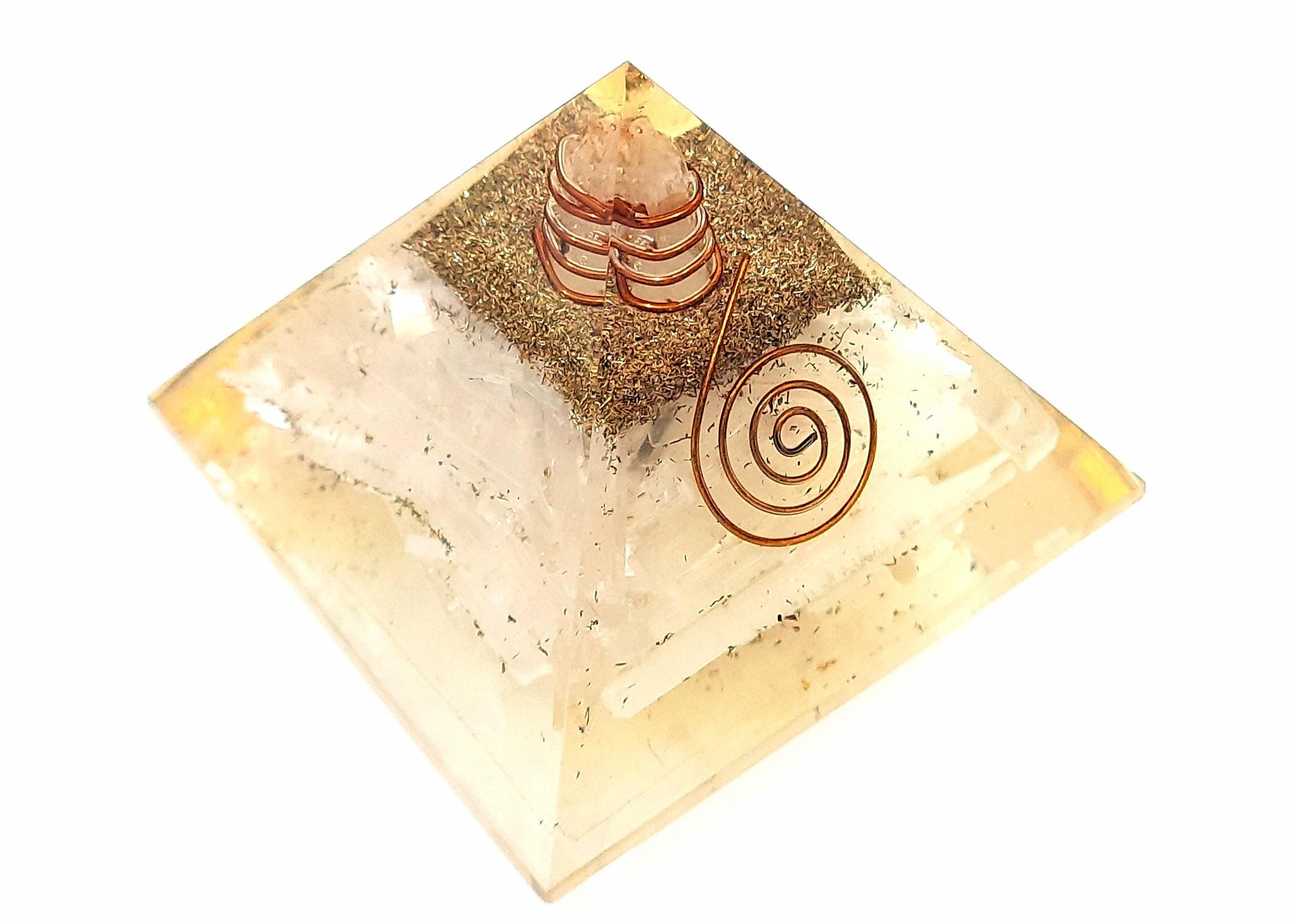 セレナイト 90 mm オルゴンピラミッド レイキコイル チャクラ