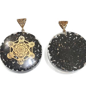 Black tourmaline metatron unisex agate chakra unisex pendant