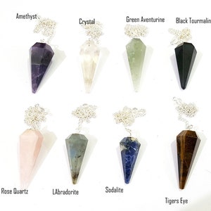 Lot of 8 pendulum, Sodalite, Tourmaline, Rose Quartz, Aventurine, Tigerseye , Amethyst , Crystal Natural Stone Pendulum
