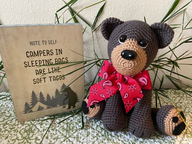 Bernie the Bear With Storybook Red Paisley Bow
