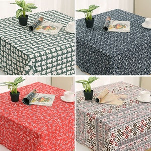 Ethnic Style Cotton Linen Tablecloth Custom Linen Fabric Tablecloth Rectangular Tablecloth Custom Size Tablecloth Home Making Hadmade Craft