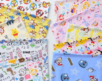 Rayon Cotton Fabric Cotton Fabric For Summer Clothes Cartoon Fabric For Kid Crafts Handmade Accessories Fabric With Mickey Bunny Cat Duck