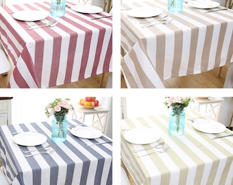 Nordic Style Plaid Striped Cotton Linen Tablecloth Simple Modern Rectangular Tablecloth For Home Wedding Picnic Diner Event Table Décor Blue