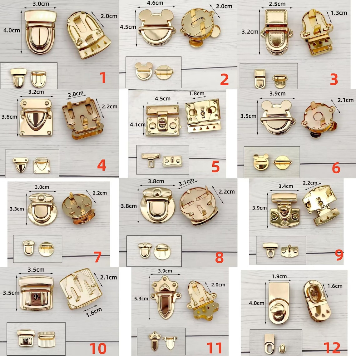 Light Gold Purse Locks Metal Bag Lock Purse Hardwares Purse Closures