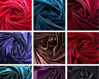 Velvet Fabric, Stretch Velvet, Upholstery Fabric, Curtain Fabric, Soft velvet, Dress Apparel Fabric By The Half Yard
