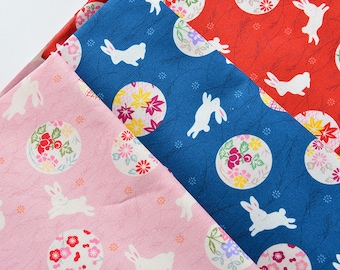 Pure Cotton Fabric For Kids' Craft Rabbit Pattern Cotton Fabric Handmade Cloth Material Pink Cartoon Fabric Light Weight Fabric By Half Yard