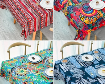High Quality Rectangular Tablecloth Printing Cotton Linen Bar Tablecloth Washable Cotton Tablecloth For Home Party Wedding Dining TableCover