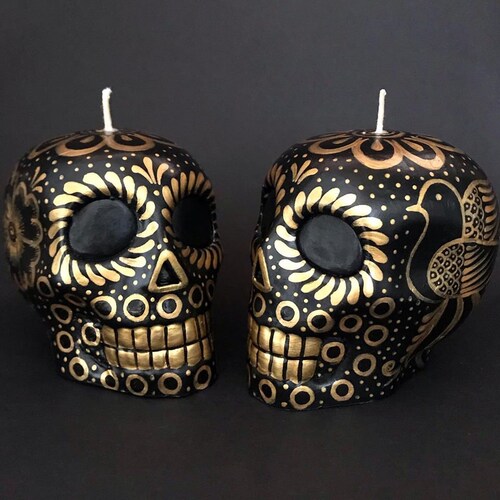 1 Sugar Skulls, Skull Candle, Mexican Candles, Day of the dead, Skulls, Halloween, Alebrije, La Catrina, Dia de los muertos, Frida, crane
