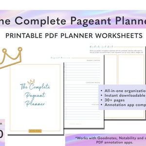 Complete Pageant Planner, Printable Worksheets, Beauty Pageant Competition Prep Planner, Pageant Planner Templates