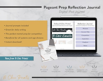 Pageant Reflection Journal, Digital iPad Journal, Pageant Mindset Coach