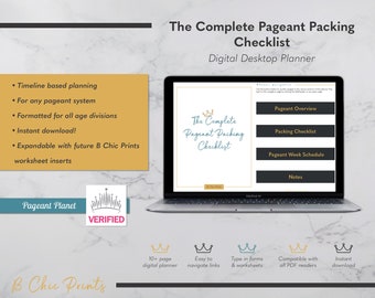 Pageant Packing List, Downloadable PDF Planner