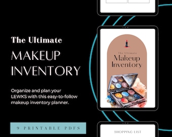 Makeup Inventory Organizer, Printable Cosmetics Planner, MUA Lovers, Print Worksheets for beauty products, Classic neutral colors design