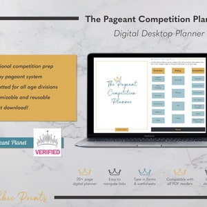 Pageant Competition Prep Planner, Downloadable PDF Planner