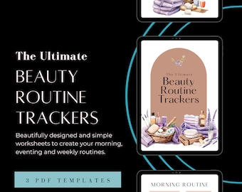 Beauty Routine Trackers, Morning & Evening Routine Printables, Feminine Girls, Print Worksheets for Female Maintenance, Classic Neutrals