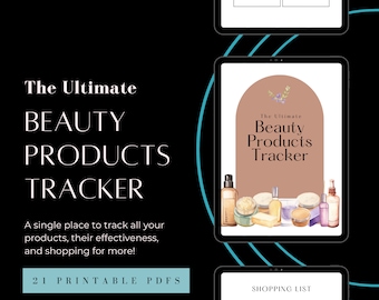 Beauty Products Tracker, Printable Feminine Planner, My Favorite Things List, Checklist Worksheets for Beauty Maintenance, Neutral Colors