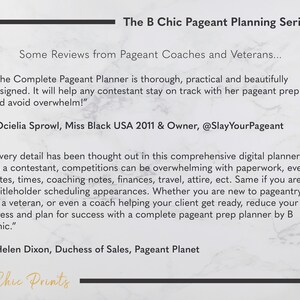 Pageant Prep Checklists, the Essential Organizer, Downloadable PDF ...