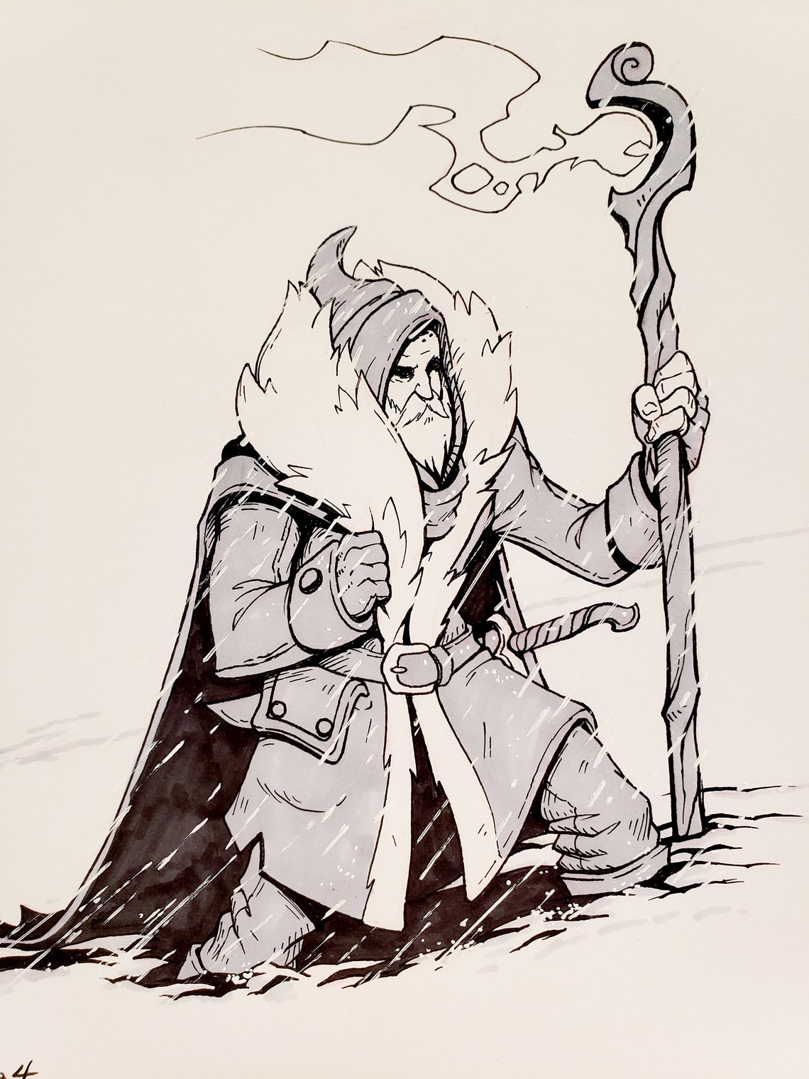 Original Inktober Day4 snow Wizard in the Snow Etsy