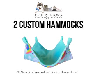 2 Custom Hammocks | Fleece Hammock | Hanging Hammock | Ferret Hammock | Chinchilla Hammock | Rat Hammock | Small Pet Hammock | Hammock