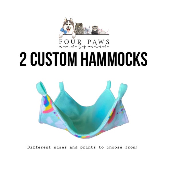 2 Custom Hammocks | Fleece Hammock | Hanging Hammock | Ferret Hammock | Chinchilla Hammock | Rat Hammock | Small Pet Hammock | Hammock
