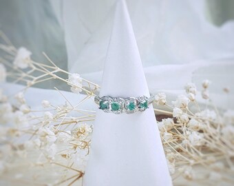 S925 sterling silver/emerald/adjusting ring/birthstone of May/gift/for her/handmade