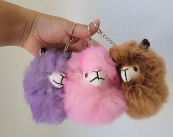Handmade Fluffy Alpaca Pom Pom Keychain: Made in Peru