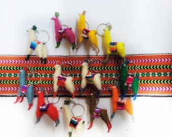 Handmade Llama Keychain: Peruvian Alpaca Wool Charm