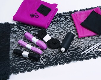 Purple Lingerie Kit Bra Kit Lingerie Making Lilac Lingerie Sewing Kit Bra Making Supplies Underwire Bra Kit Lingerie Supplies Bra Findings