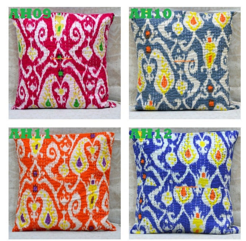 Kantha Pillow Covers/kantha Cushion Cover / Indian Quilted Etsy