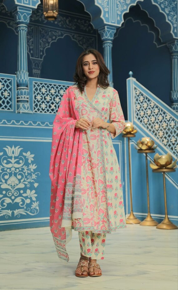 Ethnic Cotton Kurta Set for Women 3 Pc 