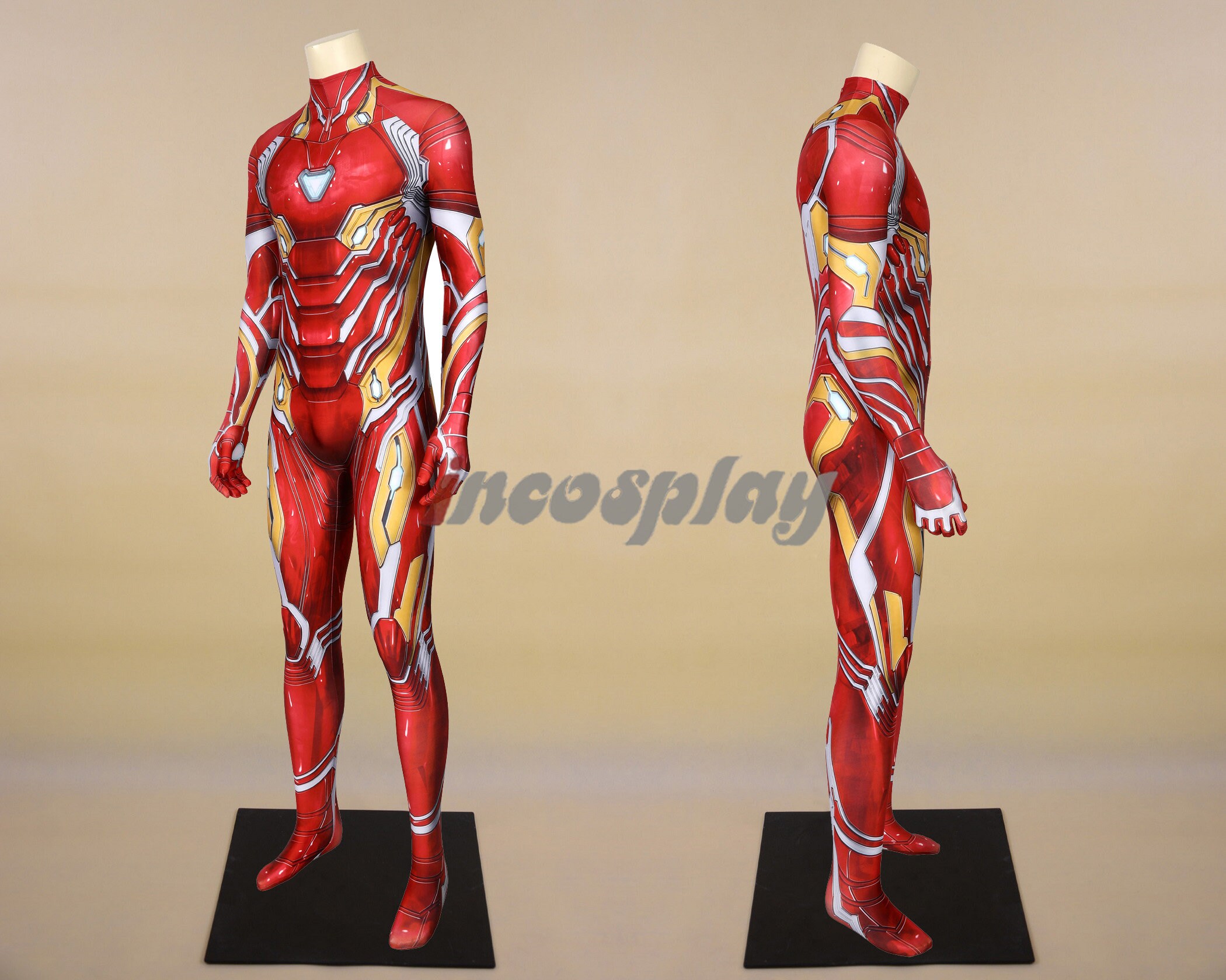 Iron Man Herren Kostüm Overall mit Muskel-Brust Rub 