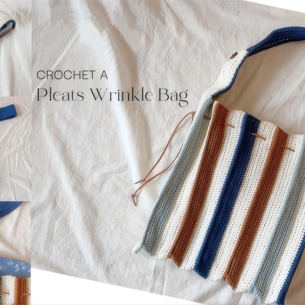 Pleats Wrinkle Bag Crochet Pattern, Handmade Pleats Wrinkle Bag Crochet Guide