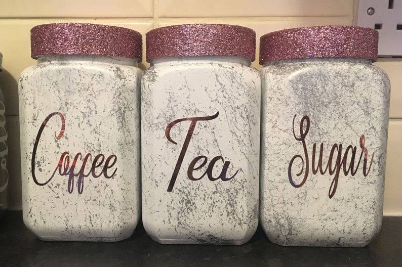 glitter tea coffee sugar canisters
