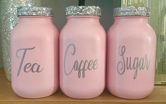 baby pink tea coffee sugar canisters