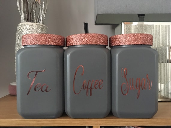 Coffee Tea Sugar Storage Jar, Glass Tea Coffee Sugar Jars