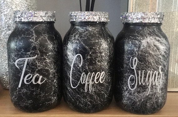 glitter tea coffee sugar canisters