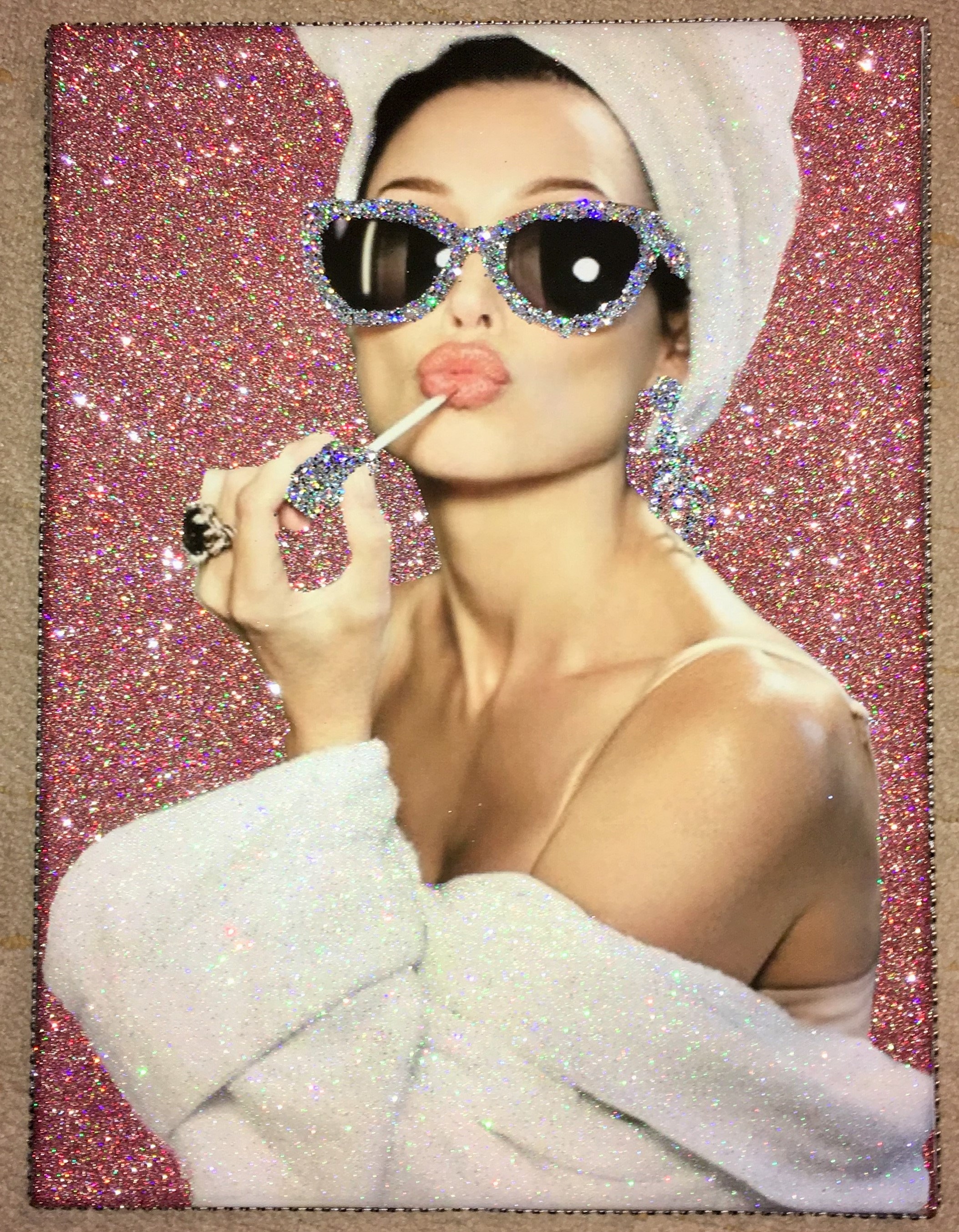 Glitter Audrey Hepburn Glamorous Lipgloss sunglasses Canvas Art