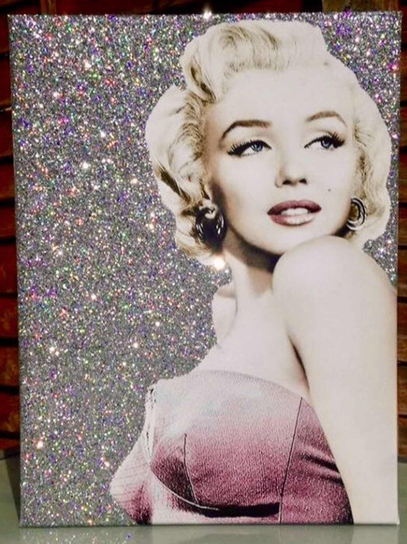 Marilyn Monroe Silver Glitter Canvas Art Wall Hanging Birthday Etsy
