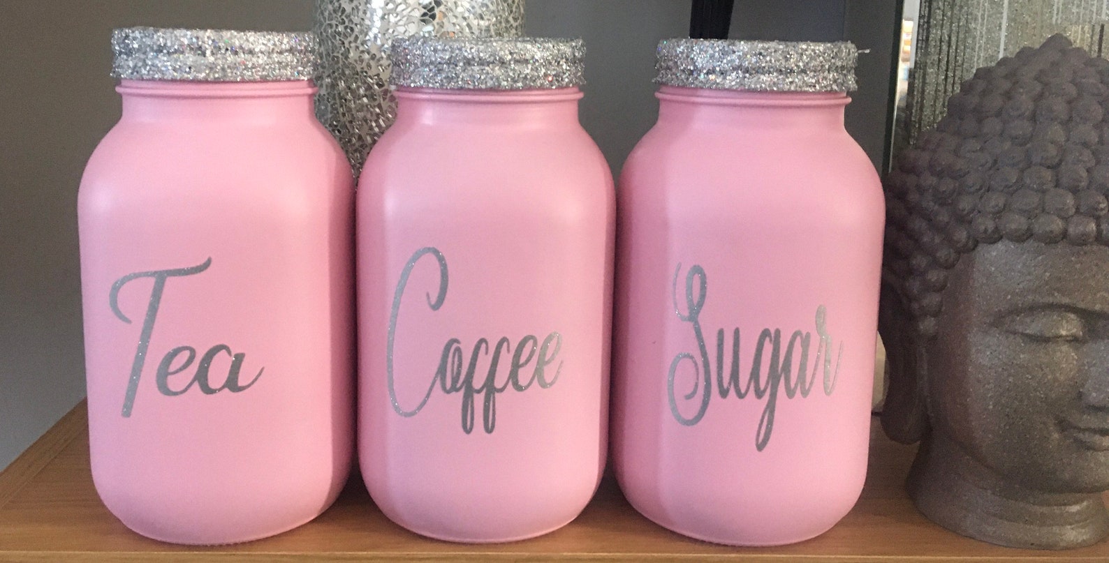 glitter tea coffee sugar canisters