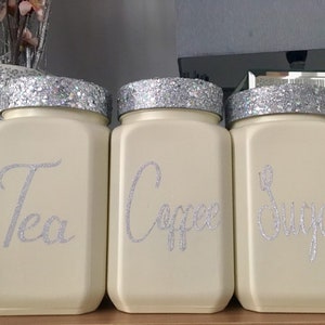 sparkly tea coffee sugar canisters