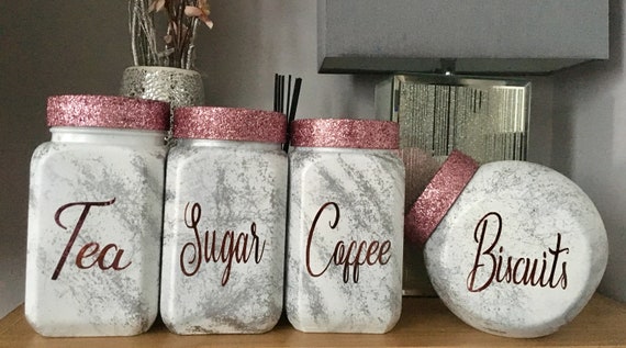 sparkly tea coffee sugar canisters