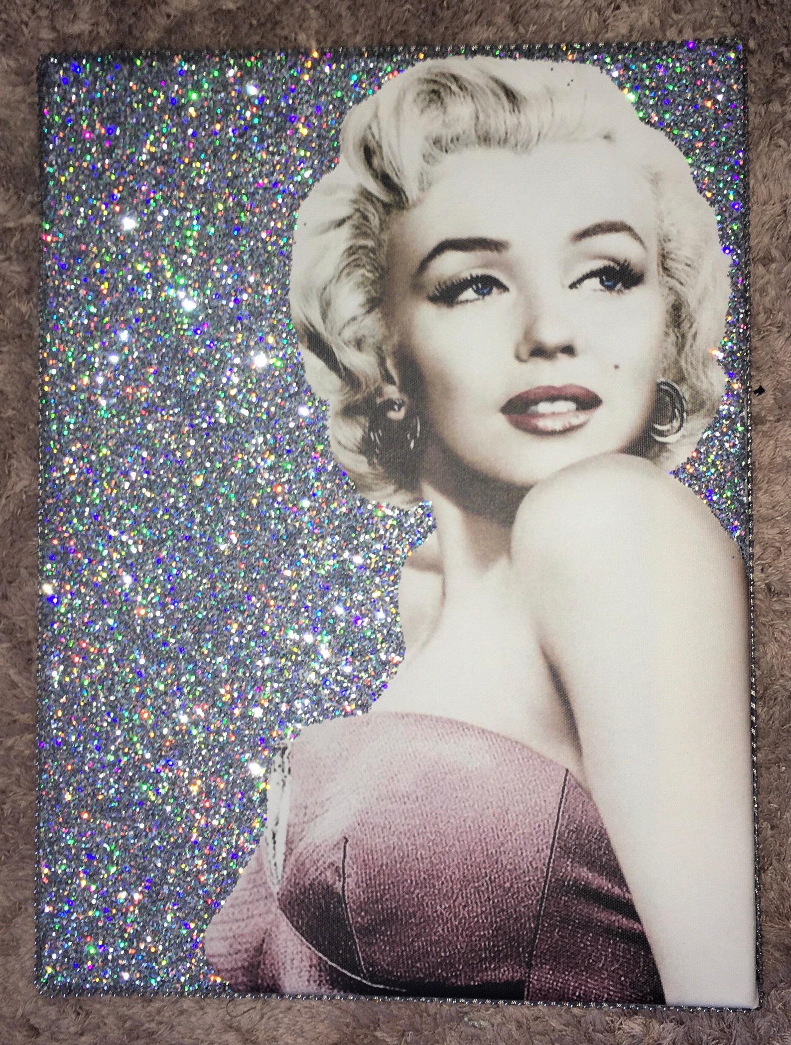 Marilyn Monroe Silver Glitter Canvas Art Wall Hanging Birthday Etsy